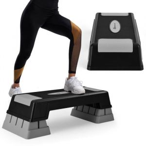 COSTWAY Stepper d'A&eacute;robic Step de Fitness 3 Hauteur R&eacute;glable avec Rehausseurs Coussinets Antid&eacute;rapants Poids Support&eacute; 150 kg Gris