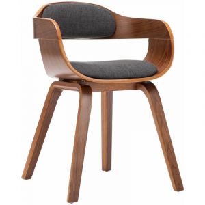 Décoshop26 Chaise de salle à manger design chic en tissu gris foncé et bois courbé CDS020041