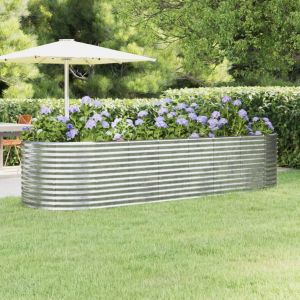 VidaXL Jardinière Acier enduit de poudre 322x100x68 cm Argenté