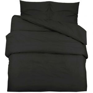 VidaXL Ensemble de housse de couette Noir 140x200 cm Coton - Noir