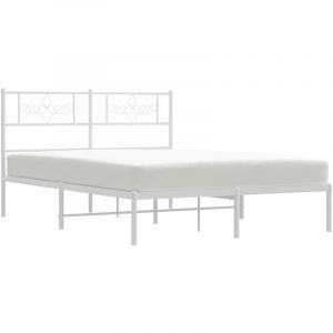 VidaXL Cadre de lit en métal blanc - 120x190 cm - A lattes - Classique et intemporel