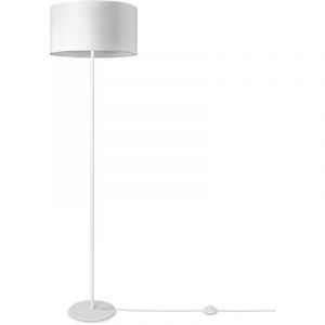 Paco Home - Lampadaire Salon Abat-Jour Tissu Lampe à Poser Textile E27 Veilleuse Blanc (Ø38 cm), Lampadaire - Type 2 - Blanc
