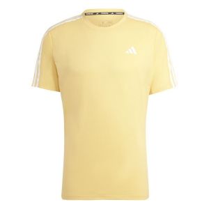 Adidas T-shirt Running Own The Run 3-stripes - Jaune, pointure Large - ['Jaune'] - Taille Large