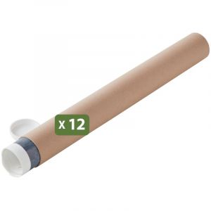 Lot de 12 tubes d'expédition et d'emballage en carton - ø0.6x50cm