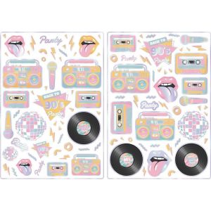 Party Pro 100 Stickers ann&eacute;es 90 - Couleur Multicolore