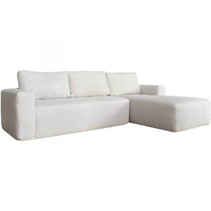 Oviala Canap&eacute; d'angle 4 places avec m&eacute;ridienne droite &eacute;cru L 265 cm