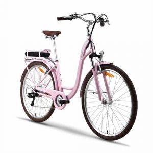 V&eacute;lo &eacute;lectrique de Ville HEBE rose 28 pouces Overfly Vecocraft - Batterie 36V 10Ah - 60 &agrave; 80 km - Confort Performance et Style