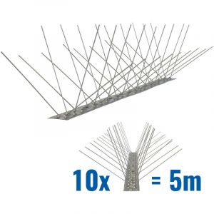 Pestsystems 5 m&egrave;tre pics anti pigeons 4 rang&eacute;es V2A - solution de qualit&eacute; pour contr&ocirc;le des oiseaux base d'acier inoxidable de contr&ocirc;le des