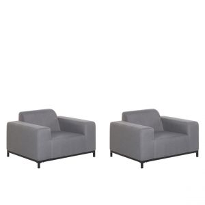 Image de Beliani Lot de 2 fauteuils de jardin en tissu gris / pieds noirs ROVIGO - beige