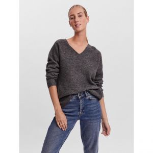 Vero Moda Pull FEMME avec manches longues et col v gris