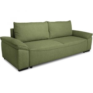 Canapé convertible avec coffre - 3 à 4 places - NORMAN - Tissu olive - 240 x 85 x 85 cm
