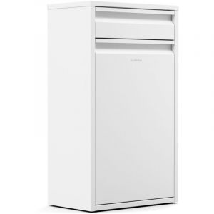 Klarstein Poubelle Cuisine 50 L - Acier Inoxydable avec Tiroir de Rangement, Porte Frontale, Fixation Murale Incluse, Blanc