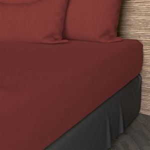 Soleil d'Ocre Drap housse en coton 57 fils 140x200 cm UNI brique, par Brique