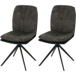 Décoshop26 Lot de 2 chaises de salle à manger rotative en tissu vert cadre de trépied 040007400