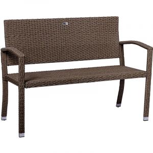 Image de Banc de jardin 2 places en poly rotin tress&eacute; r&eacute;sistant aux uv 122 x 52 x 89 cm en diff&eacute;rentes couleurs, cr&egrave;me - Stilista