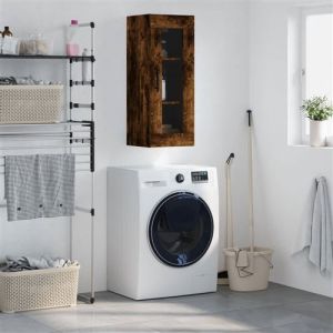Image de VidaXL Armoire Murale, Placard Suspendu avec Rangement, Meuble Flottant de Salon Bureau Chambre, Moderne, Chêne Fumé Bois d'Ingénierie
