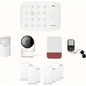 Daewoo Pack Alarme Connect&eacute;e WiFi/GSM Vigilia VIG102+ &ndash; Syst&egrave;me sans Fil et sans Abonnement, Compatible Animaux, D&eacute;tecteurs et Sir&egrave;ne Inclus + Cam&eacute;ra de Surveillance Full HD, Application Incluse