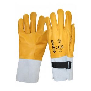 Singer Gant cuir T.9 Sur-gant électricien Manchette 10cm Velcro travaux éxigeants extérieurs