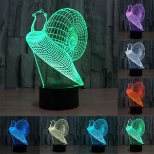 Yonis Lampe De Décoration 3D Escargot LED 7 Couleurs 0.5W Interrupteur Tactile