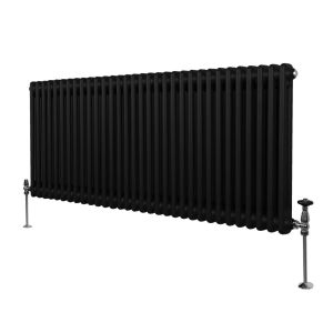 Radiateur Traditionnel à 2 Colonnes Chauffage Horizontal Noir 600 x 1462mm