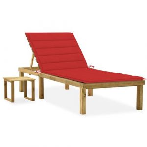 VidaXL Ensemble d'extérieur en bois de pin et coussin de couleur rouge