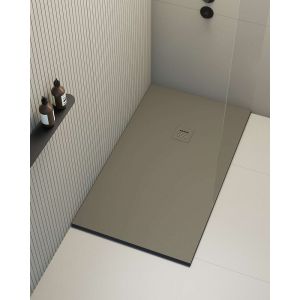 Image de Receveur de douche Poalgi, extraplat, gris Tundra, L.70 x l.100 cm, finition sable, s&eacute;rie Hos's