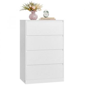 Commode chambre 4 tiroirs 40 x 60 x 97,4 cm style moderne blanc