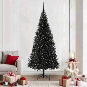 VidaXL Sapin De No&euml;l Avec 300 Led Avec Support Noir 210 Cm Pvc