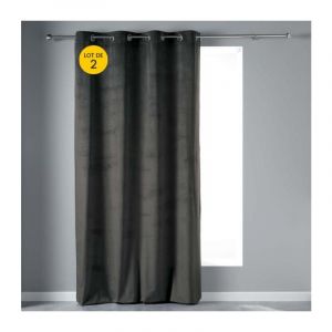 Lot de 2 Rideaux tamisant 140 x 240 cm velours doux Velvetine Anthracite