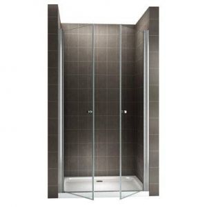 GINA Porte de douche battante H. 185 cm largeur r&eacute;glable 76 &agrave; 80 cm verre transparent