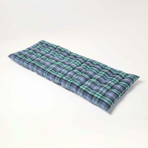 Coussin Pour Banc De Jardin 2 Places, Carreaux Écossais Bleu