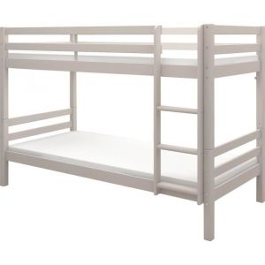 Lits Superposés Séparables Enfant - 2x90x200 Cm - Pin Massif Gris Clair - Sommier Inclus - Ando