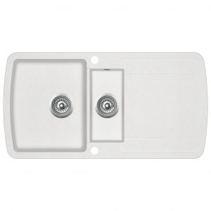 Image de VidaXL ?vier de cuisine Granit Double lavabo Blanc