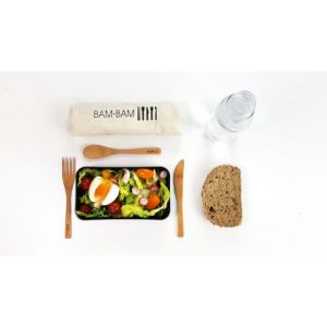 Cookut Kit repas en bambou Bam Bam / Couverts & brosse &agrave; dents - Ecologique bambou en bois