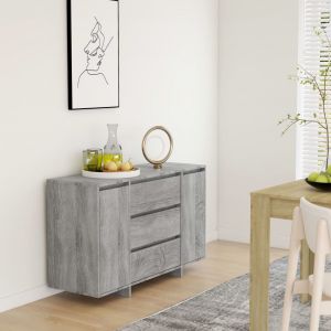 VidaXL Buffet avec 3 tiroirs Sonoma gris 120x41x75 cm Aggloméré