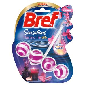 Bref WC - Sensations d'Harmonie - Avec des Huiles Essentielles - Bloc WC - Parfum WC - Formule Anti-Calcaire - Produit Nettoyant WC - Pour des Toilettes Propre & Brillante - Bloc 50g