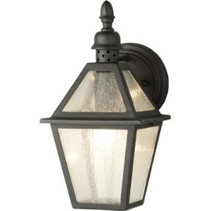 Elstead Applique descendante ext&eacute;rieure Polruan en fer forg&eacute; et verre