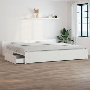 VidaXL Cadre de lit avec tiroirs Blanc 180x200 cm Super King