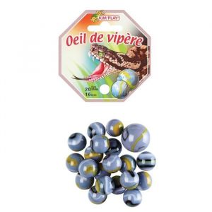 Kim'play Filet Billes Enfant Oeil De Vipere, Collection Serpent - Lot 20 Billes + 1 Calot - Rare, Collector - Jeu Recreation - Set Jouet + Carte