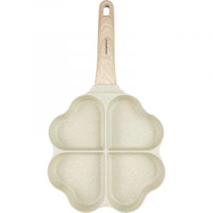 Poêle en marbre 4 en 1 cœur pour crêpes, œufs, pancakes 19x19cm BEIGE KLAUSBERG KB-7819