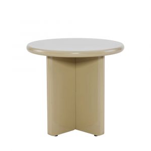 DRAWER Table d'appoint ronde en bois laqué ø50cm - Beige - Paloma