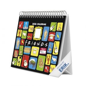 Grupo erik Calendrier Friends 2026 de Bureau - Calendrier 2026 Mensuel │ Idee Cadeau │ De Janvier &agrave; D&eacute;cembre : Espace pour notes et Illustrations d&eacute;coratives (17x20 cm)
