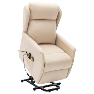 Image de VidaXL Fauteuil de massage inclinable Cr?me Tissu