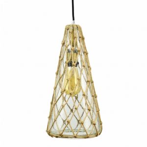 Image de Suspension en verre transparent et corde marron