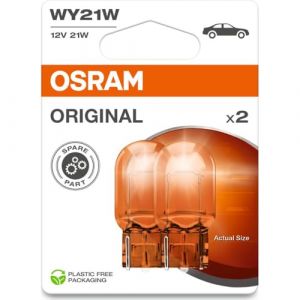 Osram ORIGINAL 12V, WY21W, 7504-02B, socle en verre, lampe de signalisation halogène, double blister (2 lampes), white