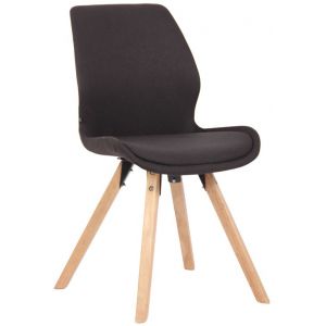 CLP Chaise de salle &agrave; manger Luna avec pieds en bois, Noir /Tissu