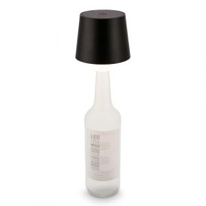 BRILONER - Lampe bouteille LED sans fil, tactile, à intensité variable, couleur de lumière blanche chaude, lampe de chevet sans fil, lampe de salon à poser, 10,5x11,5 cm, noir