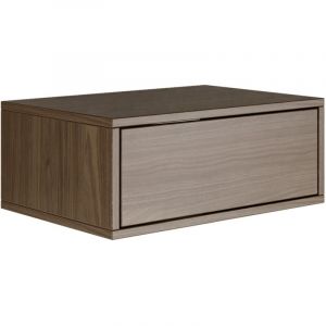 Selsey Table de Chevet Suspendue Flottante Wisconsin - Couleur Noyer - 50 x 36 x 20,8 cm (l x P x H) - Table de Chevet avec tiroir en Minimaliste - Push to Open - Scandinave - Montage Mural Peu