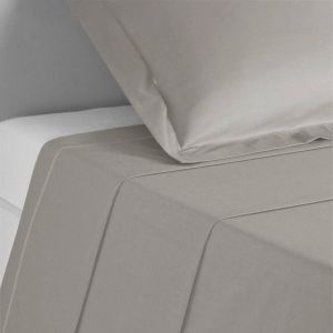 Image de Drap plat percale de coton TERTIO - gris perle