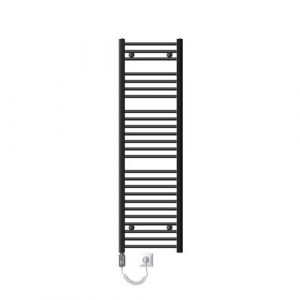 LuxeBath Radiateur électrique pour salle de bain Sahara 400x1500 mm Anthracite Raccord latéral droit & résistance 1200W Thermostat & affichage digital, Radiateur sèche-serviettes avec cartouche chauffante Chauffe-serviettes